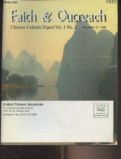 Faith & Outreach, Chinese Catholic Digest vol. 1 n2 - December 15, 1998 -