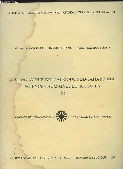 Bibliographie de l'Afrique sud-saharienne sciences humaines et sociales 1980