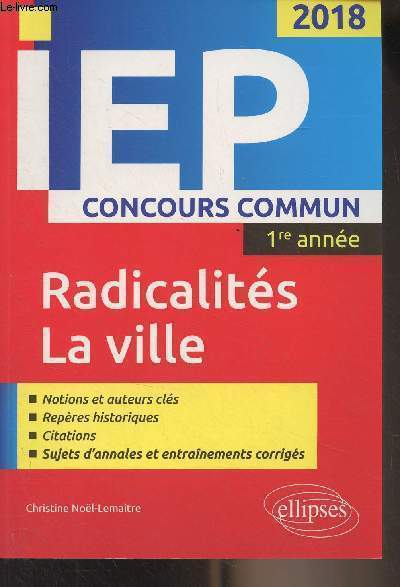 Radicalits, La ville - IEP, concours commun, 1re anne - 2018