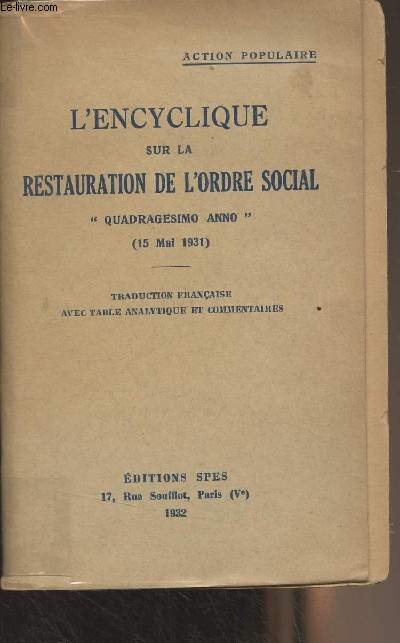 L'Encyclique sur la restauration de l'ordre social 