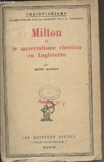 Milton et le matrialisme chrtien en Angleterre - 