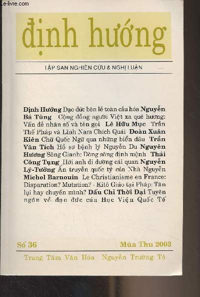 Revue en vietnamien (cf photo) : Dinh huong, Tam nguyet san, S 36 Mua Thu 2003