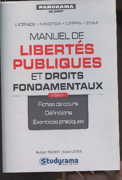 Manuel de liberts publiques et droits fondamentaux - 8 dition - Fiches de cours, dfinitions, exercices pratiques - 