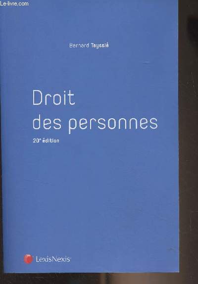 Droit des personnes - 20e dition - 