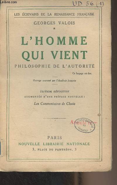 L'homme qui vient, philosophie de l'autorit - 