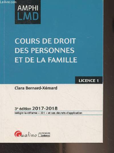 Cours de droit des personnes et de la famille - Licence 1 - 