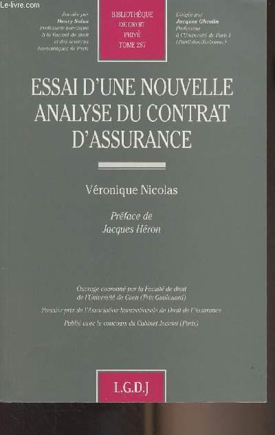 Essai d'une nouvelle analyse du contrat d'assurance - 