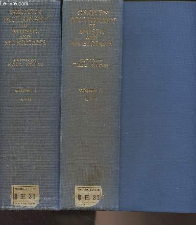 Grove's Dictionary of Music and Musicians - 2 vol. - A - B & C - E - 5th edition