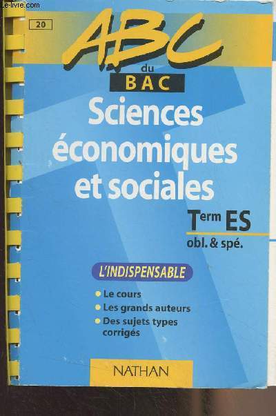 ABC du Bac : Sciences conomiques et sociales - Term ES, obl. & sp.
