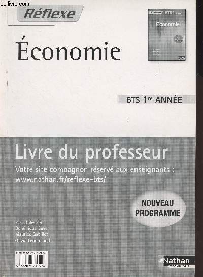 Economie - Livre du professeur - Nouvelle programme - BTS 1re anne - 