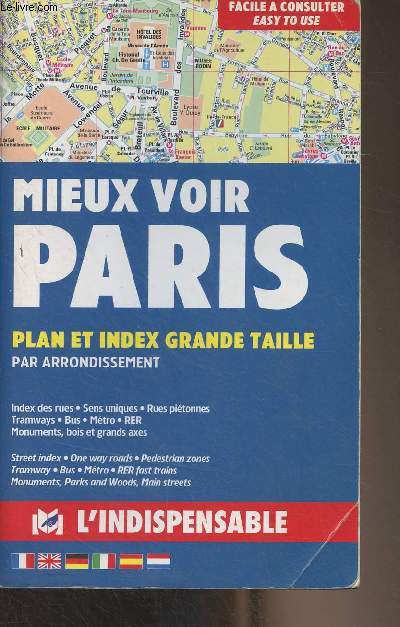Mieux voir Paris, plan et index grande taille par arrondissement