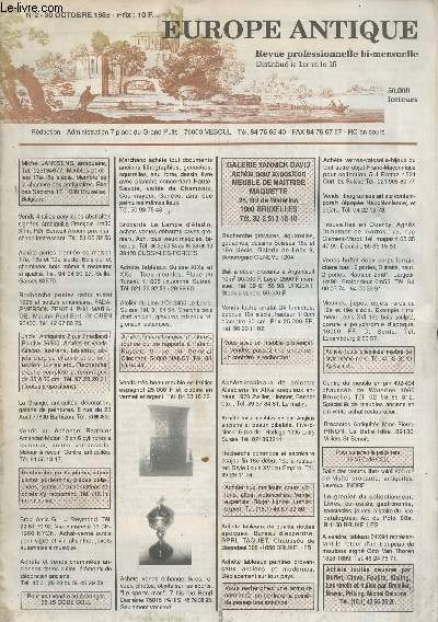 Europe Antique, revue professionnelle bi-mensuelle - N2 30 octobre 1989 -