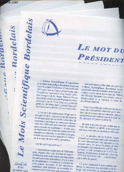 Le Mois Scientifique Bordelais - 18e anne 1996 - N165, 166, 167, 168, 169, 170, 171, 172, 173 et 174 - Le mot du prsident - Le chteau de Bnauges - Unique au monde, un 