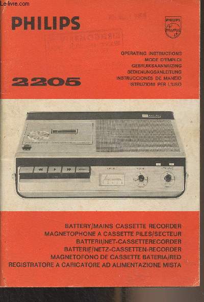 Mode d'emploi Philips : 2205 - Magntophone  cassette piles/secteur