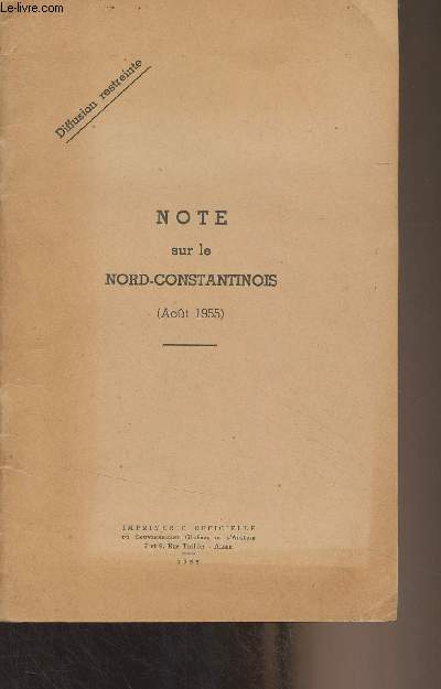 Note sur le nord-constantinois (Aot 1955)