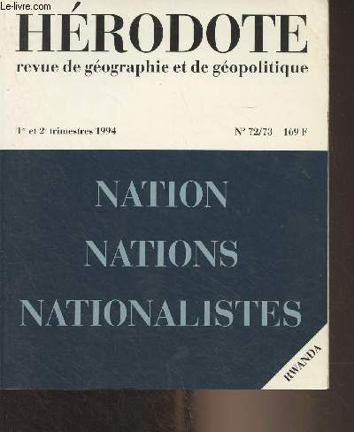 Hrodote, revue de gographie et de gopolitique n72-73, janv.juin 1994 - Nation, nations, nationalistes - En Europe occidentale - 