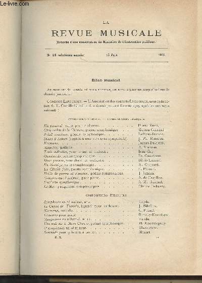 La Revue Musicale - 6e anne - N12, 15 juin 1906 - Bilan musical - Musique anglaise, le 