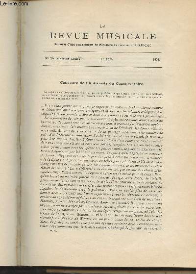 La Revue Musicale- 6e anne - N15, 1er aot 1906 - Concours de fin d'anne du Conservatoire - Publications nouvelles - Cours du collge de France (Jules Combarieu) - Notes sur la musique orientale, Le rythme et la mesure - La mus