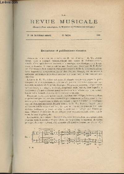 La Revue Musicale- 8e anne - N14, 15 juil. 1908 -Excutions et publications rcentes (Alix Lenol-Zvort) - Pierre Montan Berton (d'aprs le journal de son fils, suite)