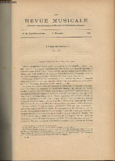 La Revue Musicale - 8e anne - N23, 1er dc. 1908 - L'Ecole de Choron (I) 1817-1834 (Gabriel Vauthier) - L'oratorio et les origines de l'opra italien (Henri Quittard) - J. Haydn - G. Verdi - Publications et excutions rcentes (I