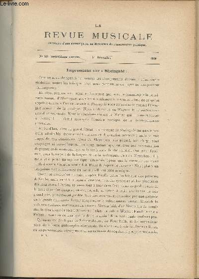 La Revue Musicale - 9e anne - N23, 1er dc. 1909 - Impressions sur 