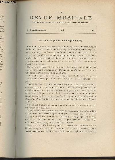 La Revue Musicale - 10e anne - N9, 1er mai 1910 - Musique religieuse et musique sacre - Concerts Colonne : La 