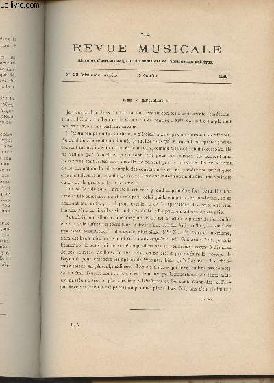 La Revue Musicale - 10e anne - N20, 15 oct. 1910 - Les 