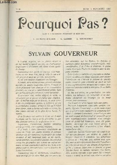 Pourquoi pas ? Gazette hebdomadaire - N29, jeudi 3 novembre 1910 -Sylvain Gouverneur - On vole  Lige - Le petit pain du jeudi, A M. Protocole - L'exposition de Rome - Grand comme l'antique - Sur le pont Davignon - Le marronnier de M. Helleputte - La cr