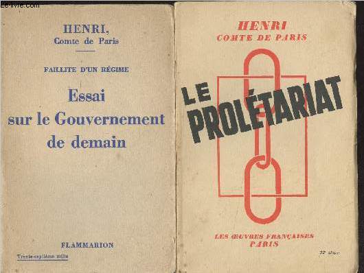 Lot de 2 livres : Faillite d'un rgime, Essai sur le Gouvernement de demain - Le proltariat