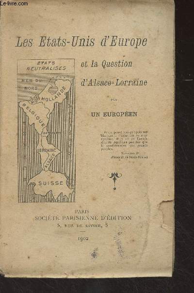 Les Etats-Unis d'Europe et la question d'Alsace-Lorraine