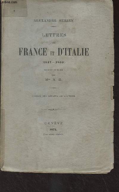 Lettres de France et d'Italie (1847-1852)