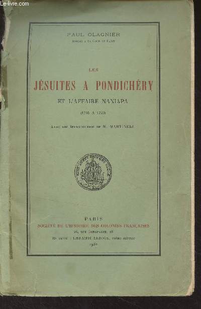 Les jsuites  Pondichry et l'affaire Naniapa (1705  1720)