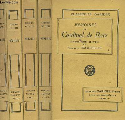 Mmoires du Cardinal de Retz - En 4 tomes - - 