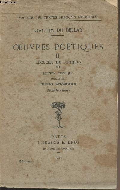 Oeuvres potiques - II - Recueils de Sonnets, 2 - 