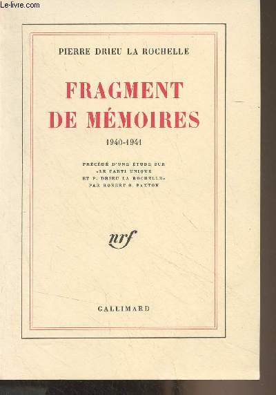 Fragment de Mmoires (1940-1941)