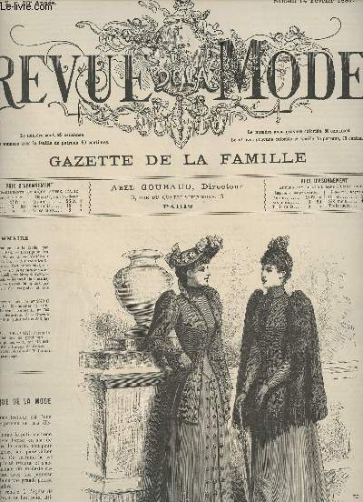 Revue de la Mode, Gazette de la famille - 20e anne n7 Sam. 14 fv. 1891 - Chronique de la mode par Mme Gabrielle d'Eze - Description des toilettes par M. de S. - Varits : le Home par G. d'E - A travers les livres - Essais sur l'art ornemental par L. R