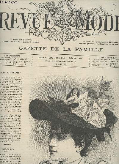 Revue de la Mode, Gazette de la famille - 20e anne n23 Sam. 6 juin 1891 - Chronique de la mode par Mme Gabrielle d'Eze - Description des toilettes par M. de S. - Chronique parisienne par Bachaumont - Propos du docteur par PH. Marchal - Le colonel Durvi