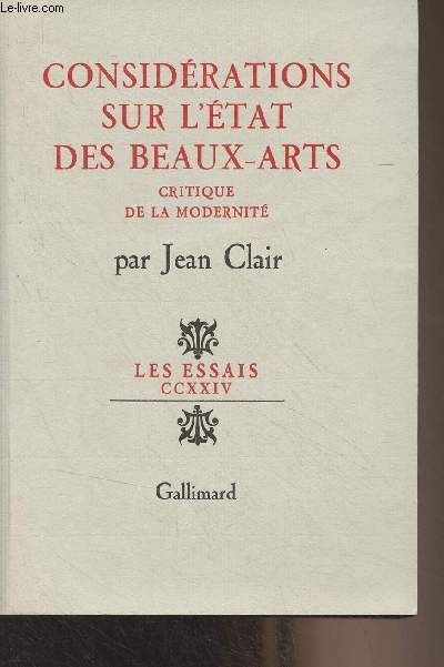 Considrations sur l'tat des Beaux-arts - Critique de la modernit - 