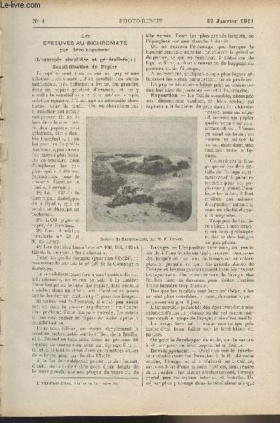 Photo-Revue, journal des amateurs et des photographes - N4, 22 janvier 1911 - Les preuves au bichromate par dveloppement (L'ozotypie simplifie et gnralise) - Usage et traitement des mulsions ultra-rapides - Progrs de la technique radiogra