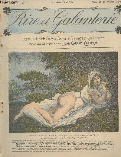 Rire et Galanterie - 2e anne, n61 Samedi 13 aot 1904 - Rose d'amour, tableau de Mallet, grav par Dussau et Chaponnier (1812) - Page d'amour d'un roman du directoire, II, Comment Versorand put, enfin, possder son Anglique - La vie amoureuse au bon te