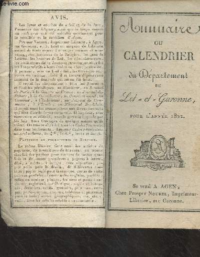 Annuaire ou calendrier du dpartement de Lot et Garonne pour l'anne 1822