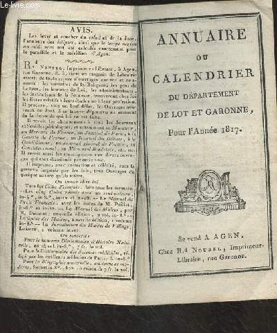 Annuaire ou calendrier du dpartement de Lot et Garonne pour l'anne 1817