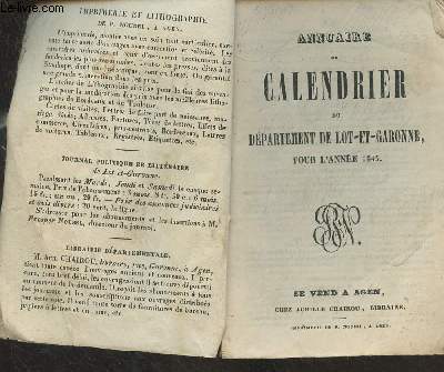 Annuaire ou calendrier du dpartement de Lot et Garonne pour l'anne 1845