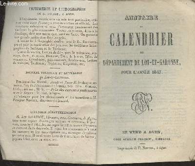 Annuaire ou calendrier du dpartement de Lot et Garonne pour l'anne 1847