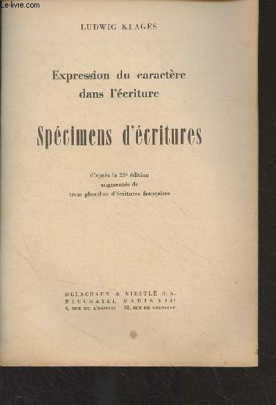Expression du caractre dans l'criture - Spcimens d'critures (d'aprs la 23e dition augmente de trois planches d'critures franaises)