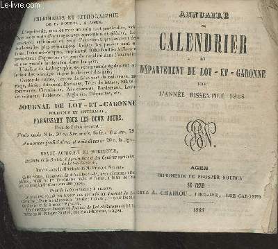 Annuaire ou calendrier du dpartement de Lot et Garonne pour l'anne bissextile 1868