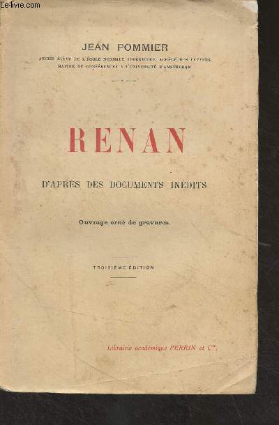 Renan, d'aprs des documents indits - 3e dition