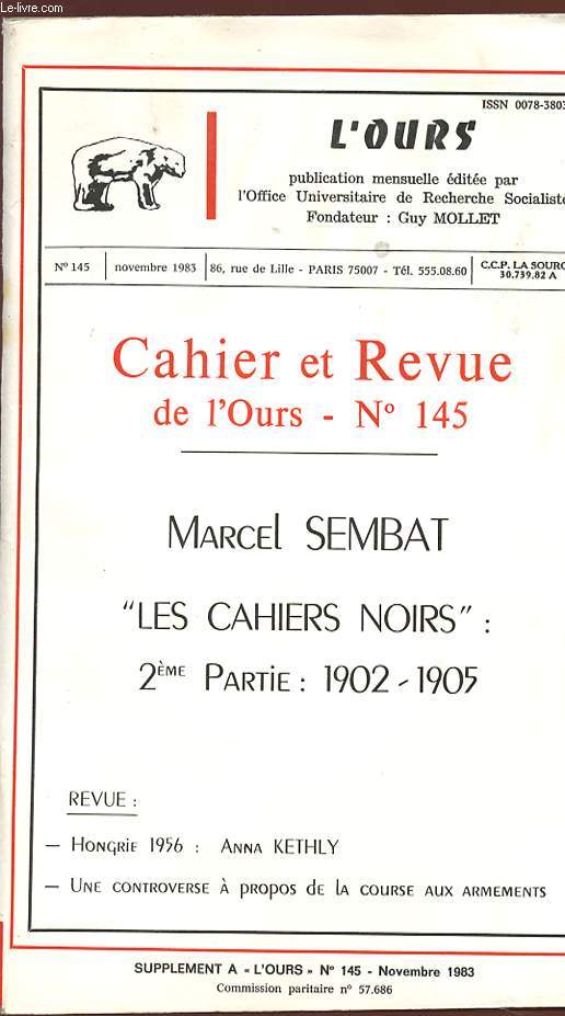 CAHIER ET REVUE DE L'OURS - N 145 - Novembre 1983 - MARCEL SEMBAT 
