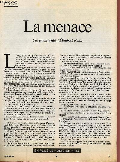 LA MENACE - UN ROMAN INEDIT DE ELISABETH ROUX - BONNE SOIREE 3700.