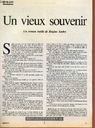UN VIEUX SOUVENIR - UN ROMAN INEDIT DE REGINE ANDRY - BONNE SOIREE 3711.